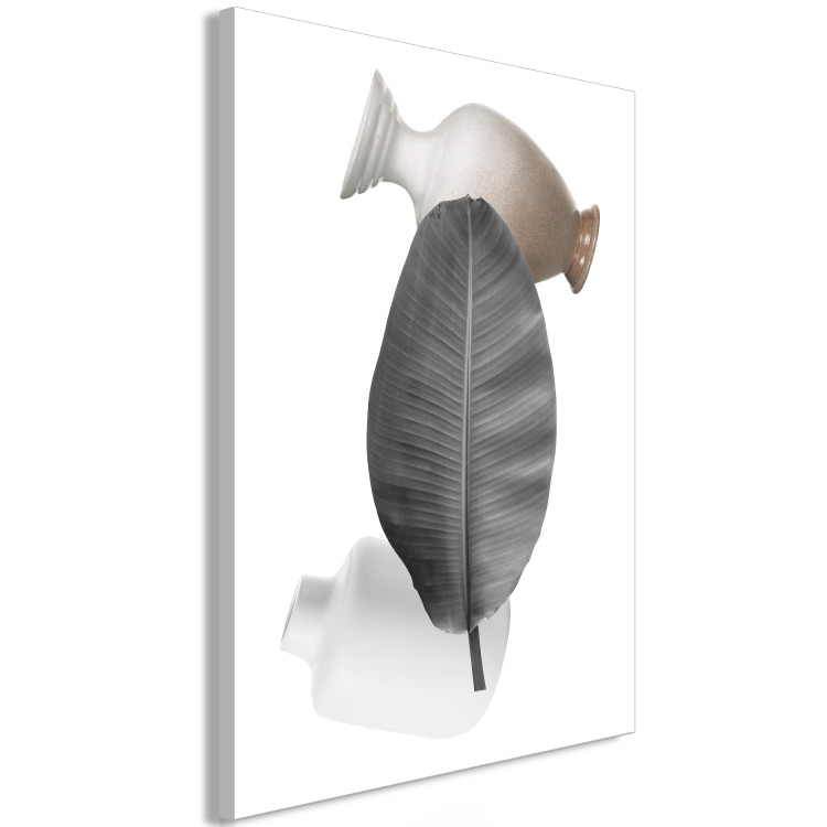 Canvas Print Banana leaf with vases - black and white abstract composition 123278 additionalImage 2