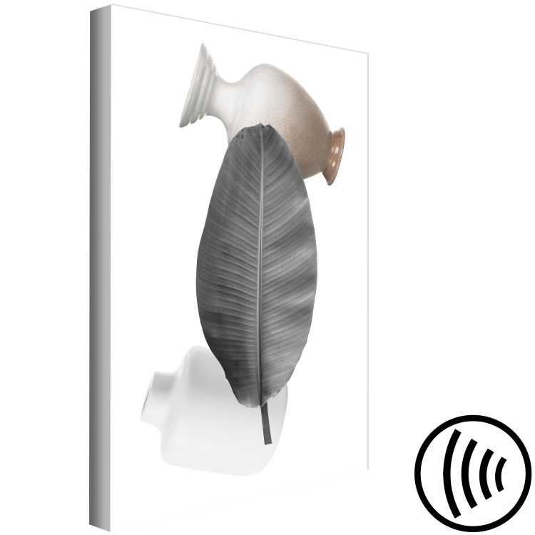 Canvas Print Banana leaf with vases - black and white abstract composition 123278 additionalImage 6