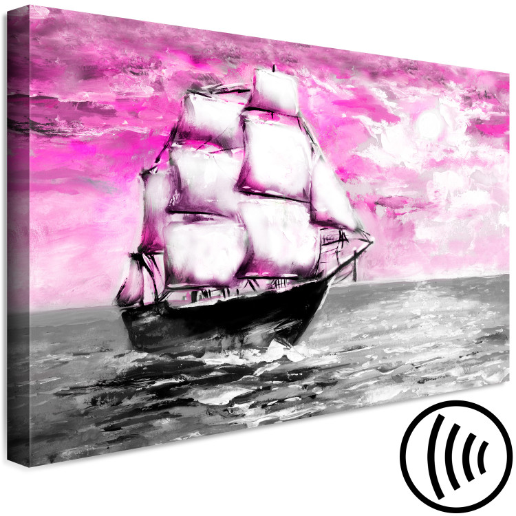 Canvas A sailing ship - seascape with a pink sky and a ship with sails 123378 additionalImage 6