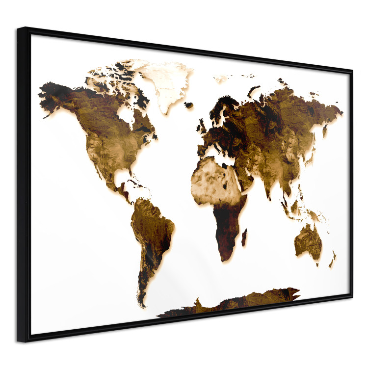 Wall Poster My World - world map with brown-colored continents on white background 123878 additionalImage 10