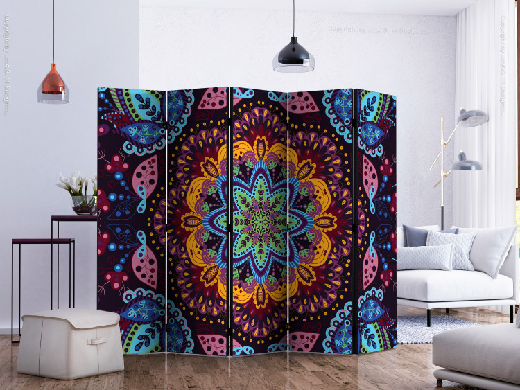 Room Divider Screen Colorful Kaleidoscope II (3-piece) - abstraction in colorful pattern 124078 additionalImage 2