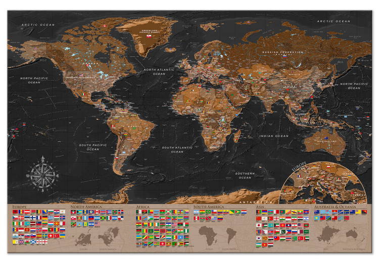 Large canvas print World: Brown Map [Large Format] 125478