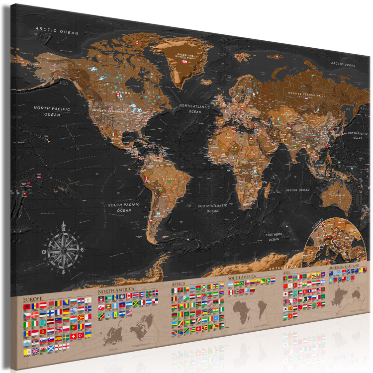 Large canvas print World: Brown Map [Large Format] 125478 additionalImage 2