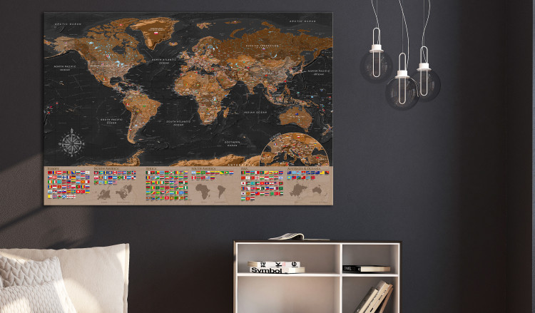 Large canvas print World: Brown Map [Large Format] 125478 additionalImage 5