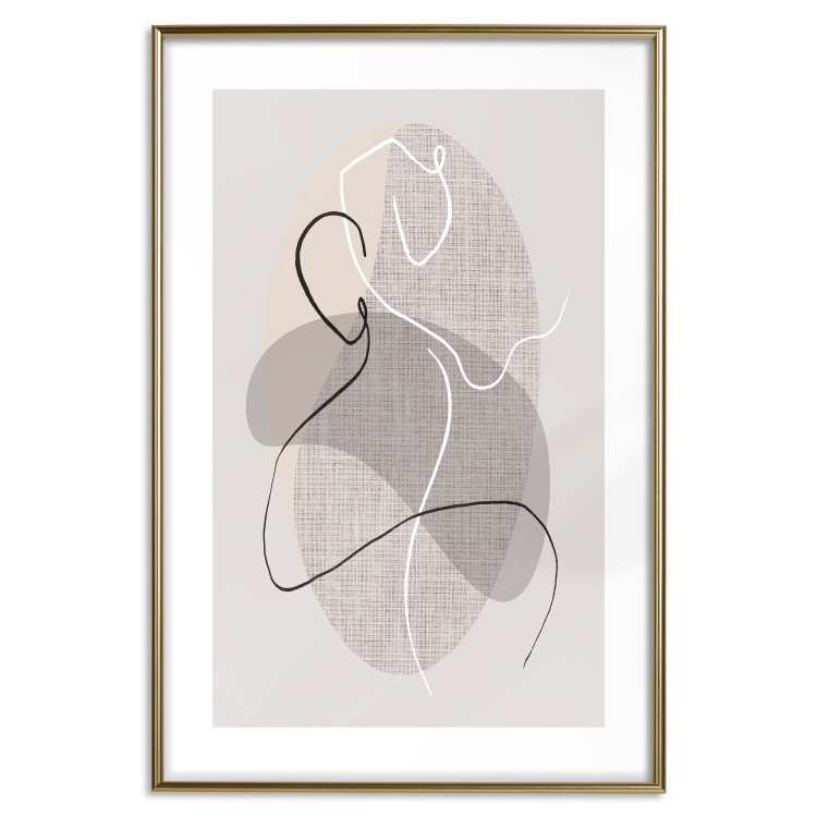 Poster Dance Sensations - abstract line art of silhouettes on light texture 128078 additionalImage 27