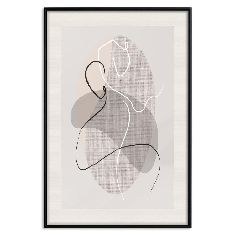 Poster Dance Sensations - abstract line art of silhouettes on light texture 128078 additionalImage 24