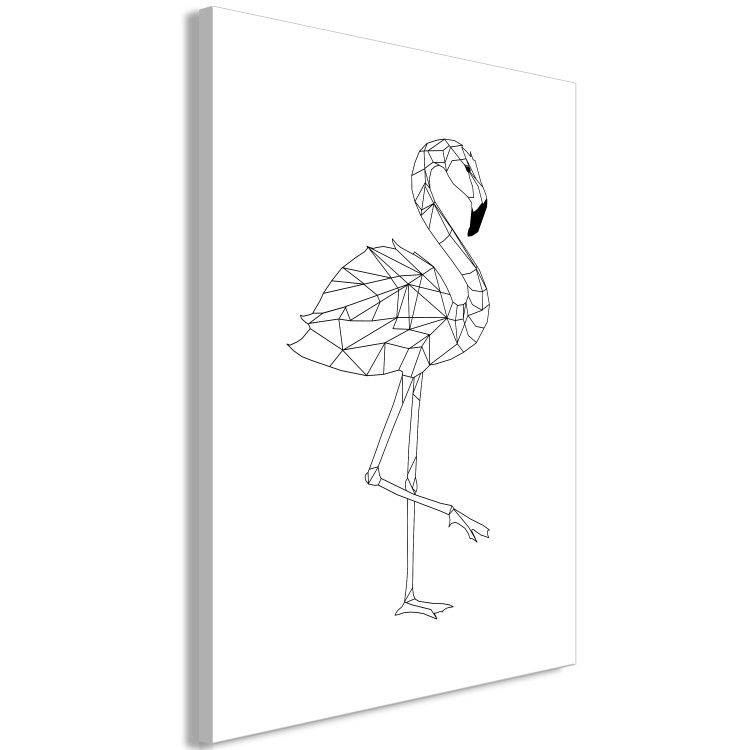 Canvas Print Flamingo with raised leg - geometric abstraction on a white background 128378 additionalImage 2