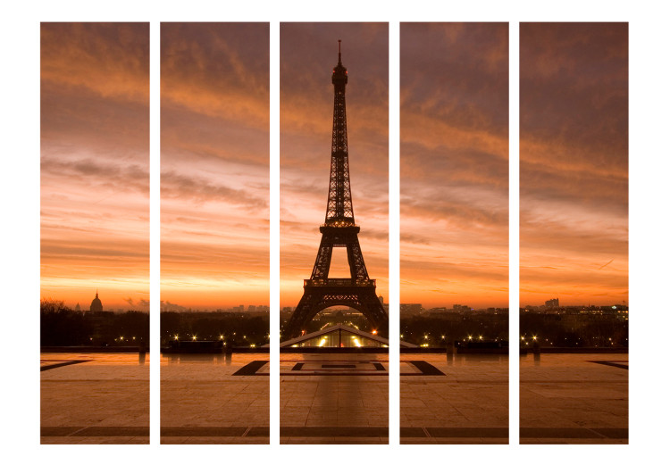 Room Divider Screen Eiffel Tower at Dawn II (5-piece) - sunrise over Paris 128978 additionalImage 3