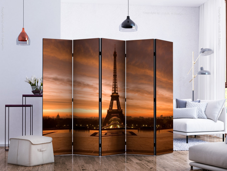 Room Divider Screen Eiffel Tower at Dawn II (5-piece) - sunrise over Paris 128978 additionalImage 2