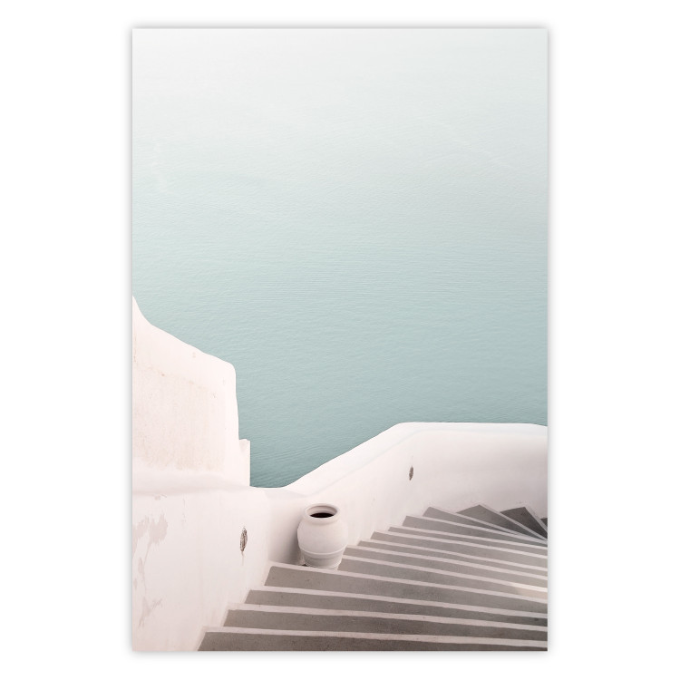 Poster Summer Stroll - stairs and bright architecture with a backdrop of a seascape 129478