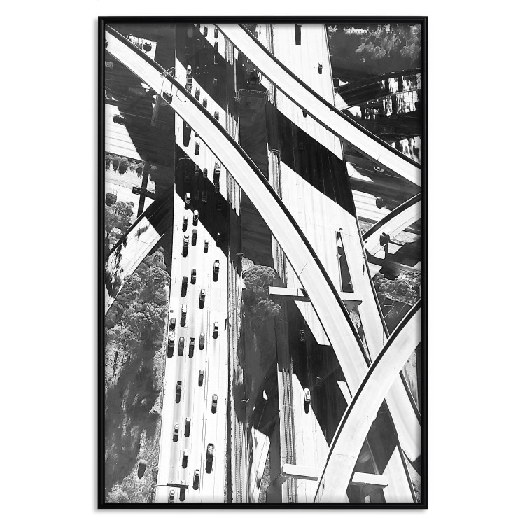 Poster City Geometry - gray street architecture in a city with cars 129778 additionalImage 18