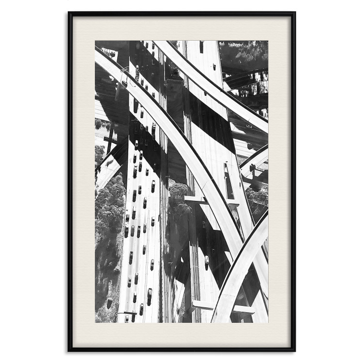Poster City Geometry - gray street architecture in a city with cars 129778 additionalImage 19