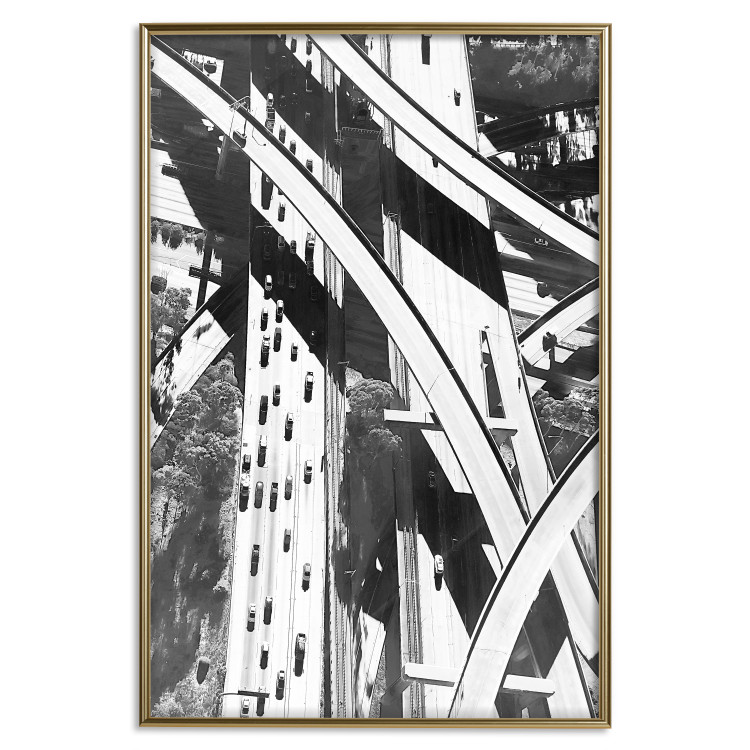 Poster City Geometry - gray street architecture in a city with cars 129778 additionalImage 17