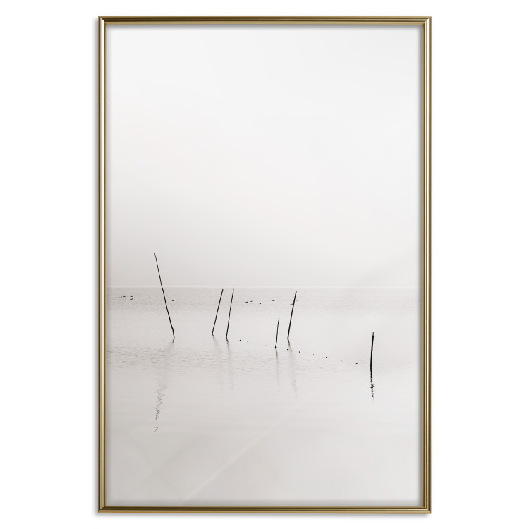 Wall Poster Misty Trail - landscape of sticks protruding from the water on a white background 130378 additionalImage 17