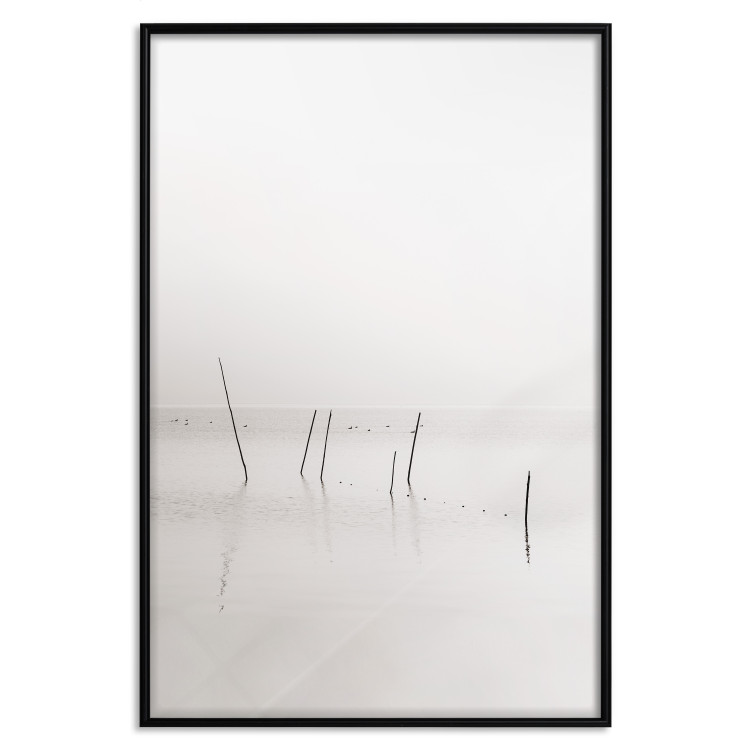 Wall Poster Misty Trail - landscape of sticks protruding from the water on a white background 130378 additionalImage 16