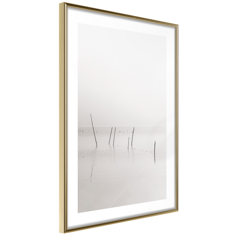 Wall Poster Misty Trail - landscape of sticks protruding from the water on a white background 130378 additionalImage 9