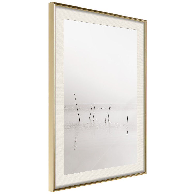 Wall Poster Misty Trail - landscape of sticks protruding from the water on a white background 130378 additionalImage 3