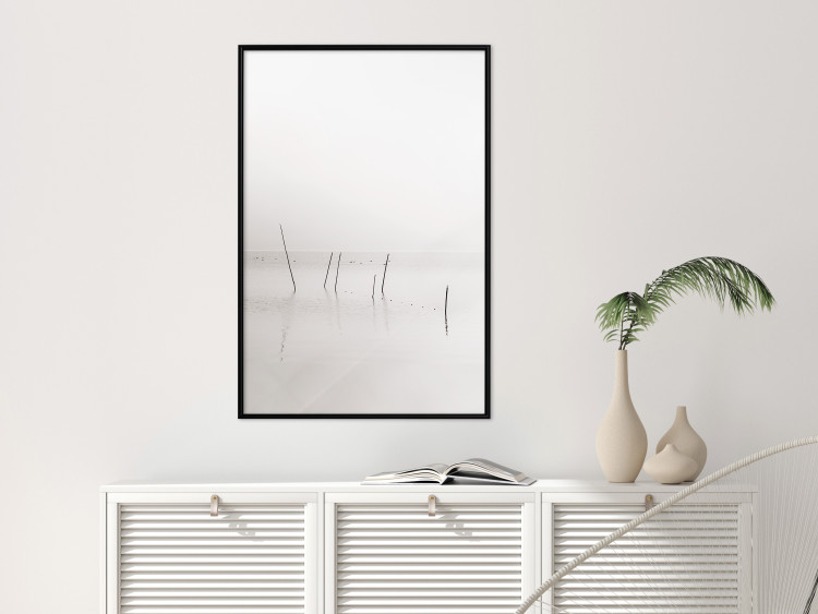 Wall Poster Misty Trail - landscape of sticks protruding from the water on a white background 130378 additionalImage 6