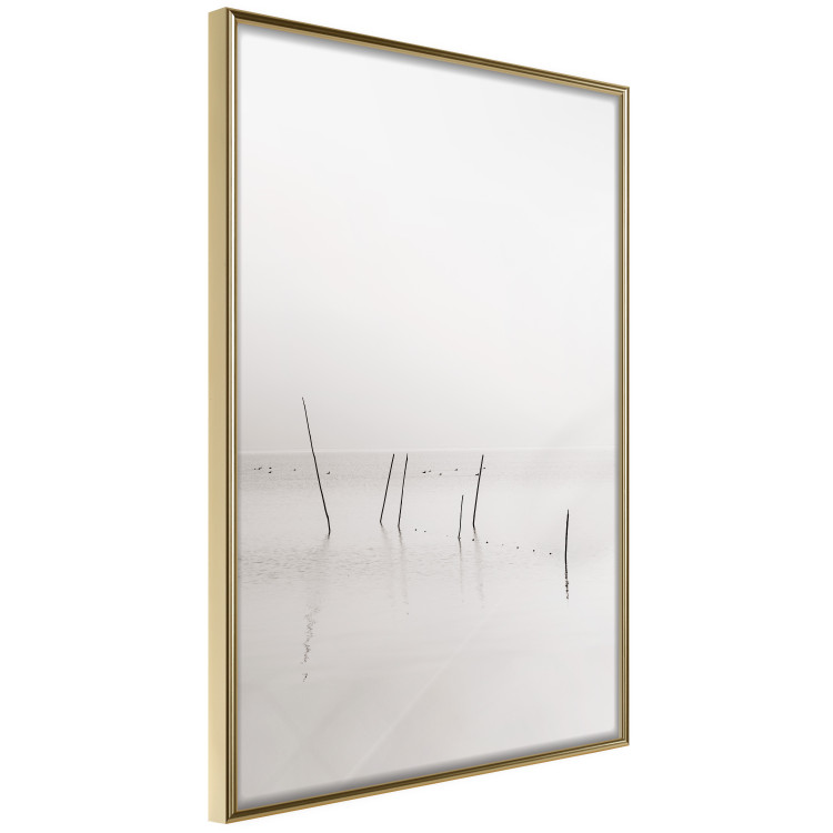 Wall Poster Misty Trail - landscape of sticks protruding from the water on a white background 130378 additionalImage 14