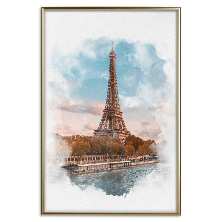 Poster Parisian View - colorful landscape of the Eiffel Tower in watercolor motif 131778 additionalImage 21