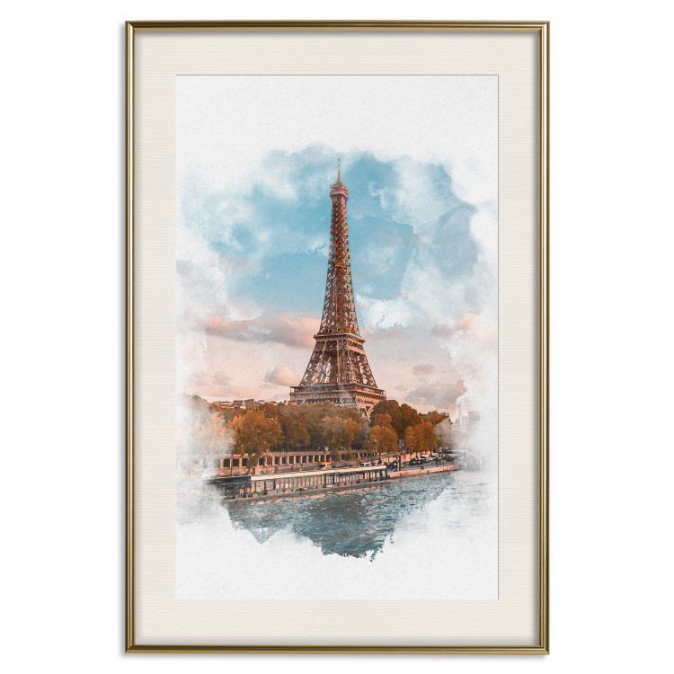 Poster Parisian View - colorful landscape of the Eiffel Tower in watercolor motif 131778 additionalImage 20