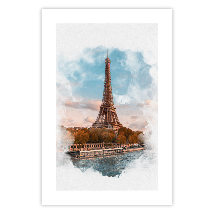 Poster Parisian View - colorful landscape of the Eiffel Tower in watercolor motif 131778 additionalImage 25