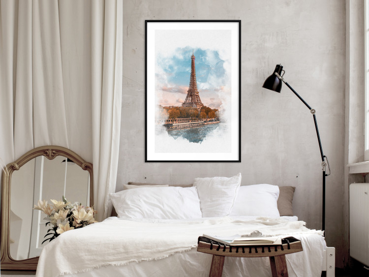 Poster Parisian View - colorful landscape of the Eiffel Tower in watercolor motif 131778 additionalImage 23