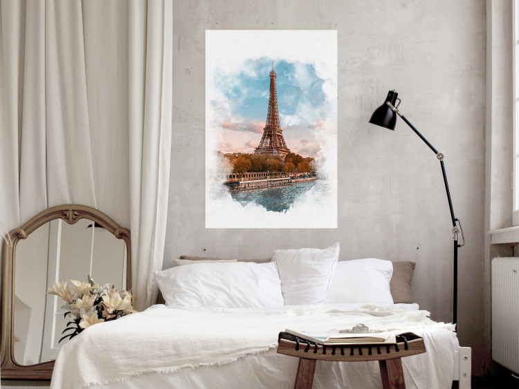 Poster Parisian View - colorful landscape of the Eiffel Tower in watercolor motif 131778 additionalImage 14