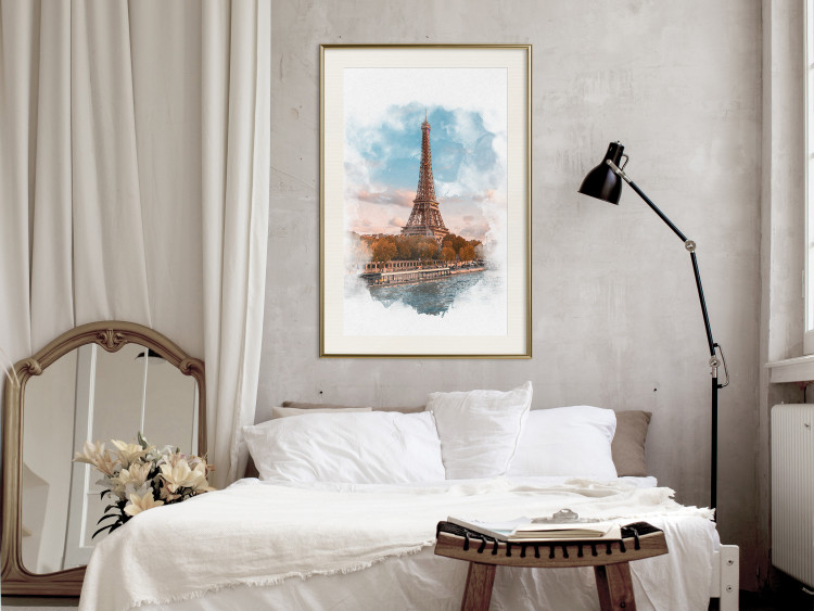 Poster Parisian View - colorful landscape of the Eiffel Tower in watercolor motif 131778 additionalImage 22