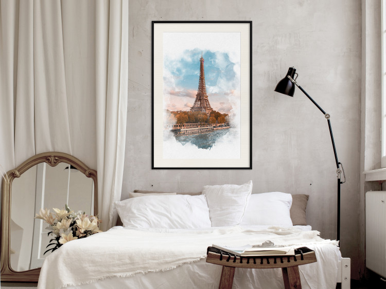 Poster Parisian View - colorful landscape of the Eiffel Tower in watercolor motif 131778 additionalImage 24