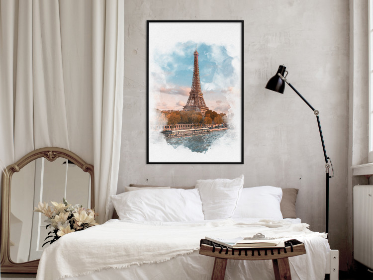 Poster Parisian View - colorful landscape of the Eiffel Tower in watercolor motif 131778 additionalImage 10
