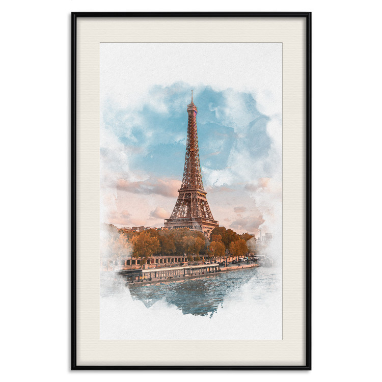 Poster Parisian View - colorful landscape of the Eiffel Tower in watercolor motif 131778 additionalImage 19