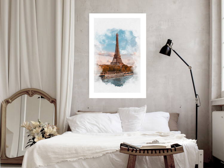 Poster Parisian View - colorful landscape of the Eiffel Tower in watercolor motif 131778 additionalImage 11
