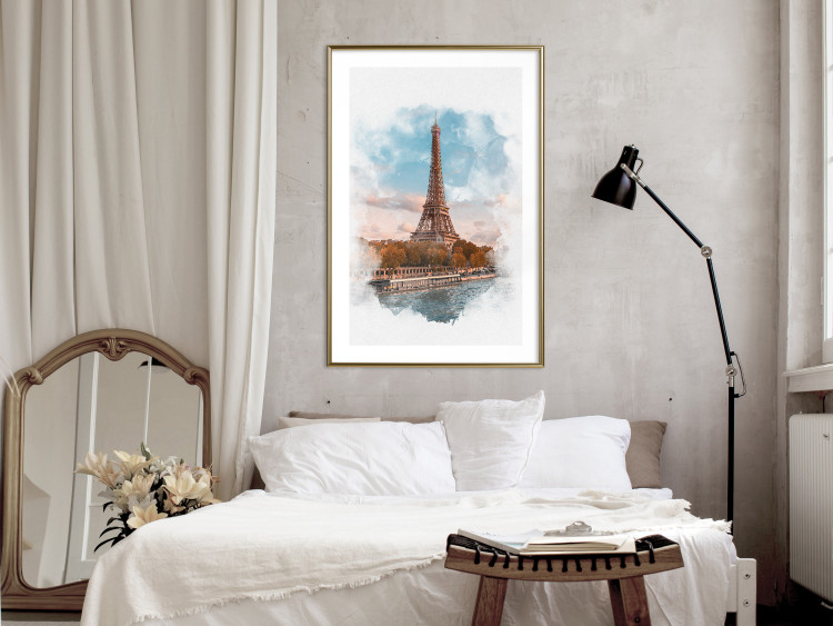 Poster Parisian View - colorful landscape of the Eiffel Tower in watercolor motif 131778 additionalImage 15
