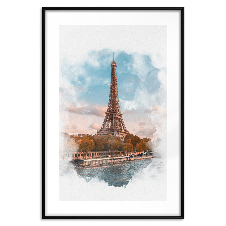 Poster Parisian View - colorful landscape of the Eiffel Tower in watercolor motif 131778 additionalImage 17