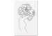 Canvas Print Figure with flower - black-white, linear woman silhouette and flowers 132178