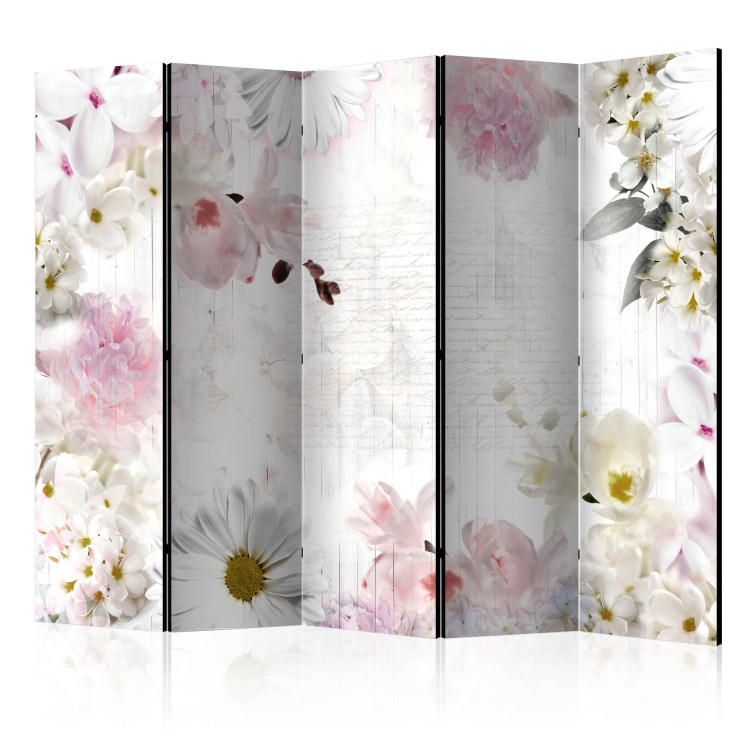 Room Separator Scent of Spring II (5-piece) - romantic collage in light flowers 132778