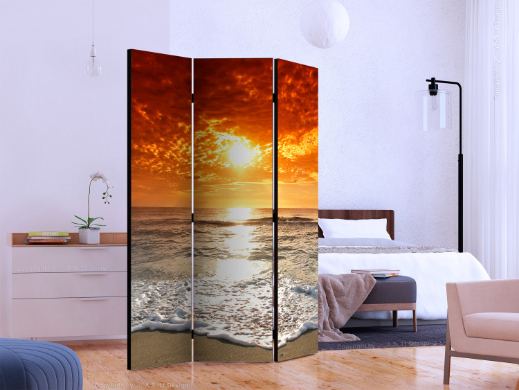 Folding Screen Fairytale Sunset (3-piece) - landscape of the ocean and red sky 132978 additionalImage 2