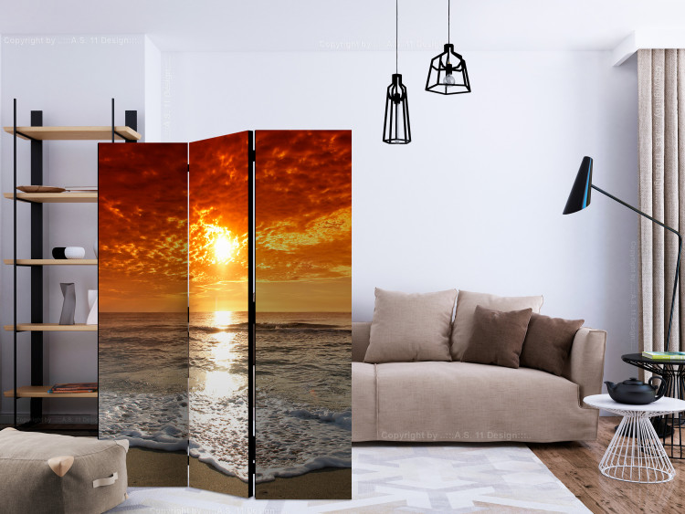 Folding Screen Fairytale Sunset (3-piece) - landscape of the ocean and red sky 132978 additionalImage 4