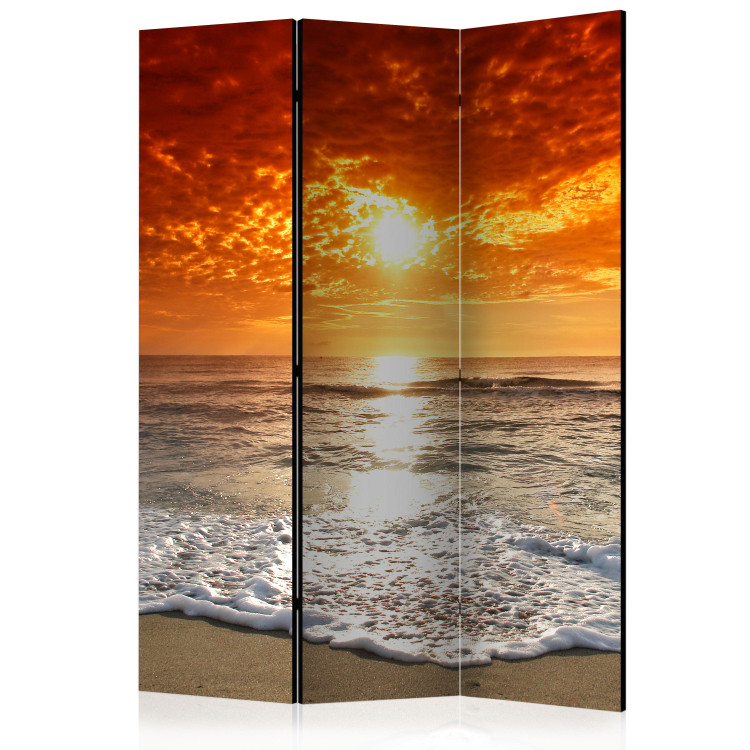 Folding Screen Fairytale Sunset (3-piece) - landscape of the ocean and red sky 132978