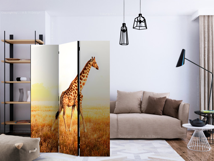 Room Separator Giraffe - Stroll (3-piece) - wild animal against a sunny field 133378 additionalImage 4