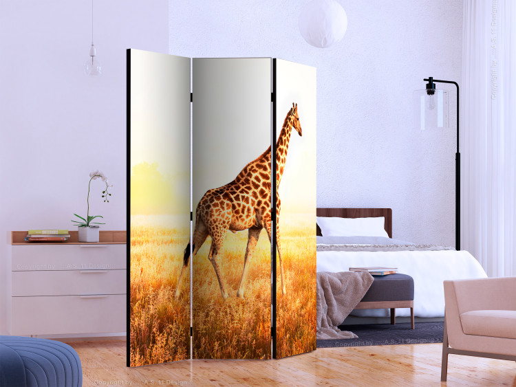 Room Separator Giraffe - Stroll (3-piece) - wild animal against a sunny field 133378 additionalImage 2