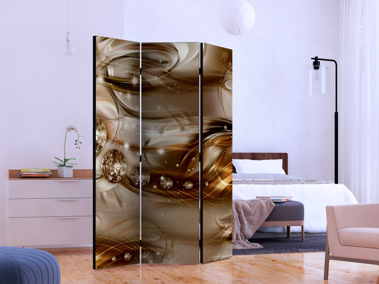 Room Separator Stellar Storm - luxurious golden texture with silver diamonds 133678 additionalImage 2