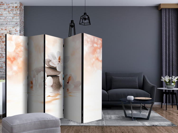 Room Divider Screen Lake of Serenity II - white lilies and gray stones in a zen motif 133778 additionalImage 4
