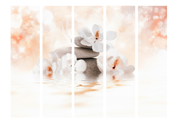 Room Divider Screen Lake of Serenity II - white lilies and gray stones in a zen motif 133778 additionalImage 3