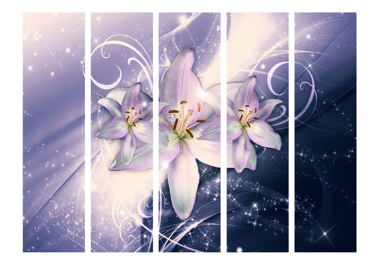 Room Divider Winter Galaxy II - lily flower on abstract purple background 133878 additionalImage 3
