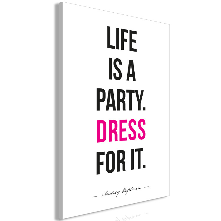 Canvas Print Life is a party - typographic graphic with an English quote 134178 additionalImage 2
