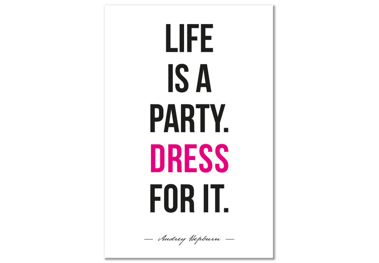 Canvas Print Life is a party - typographic graphic with an English quote 134178