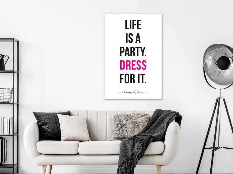 Canvas Print Life is a party - typographic graphic with an English quote 134178 additionalImage 3