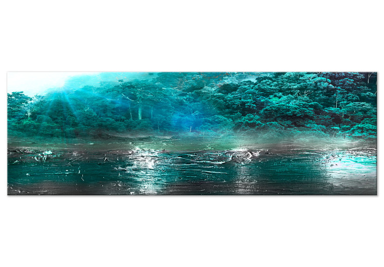 Canvas Art Print Turquoise Impression (1-piece) Narrow - blue abstract forest 134578